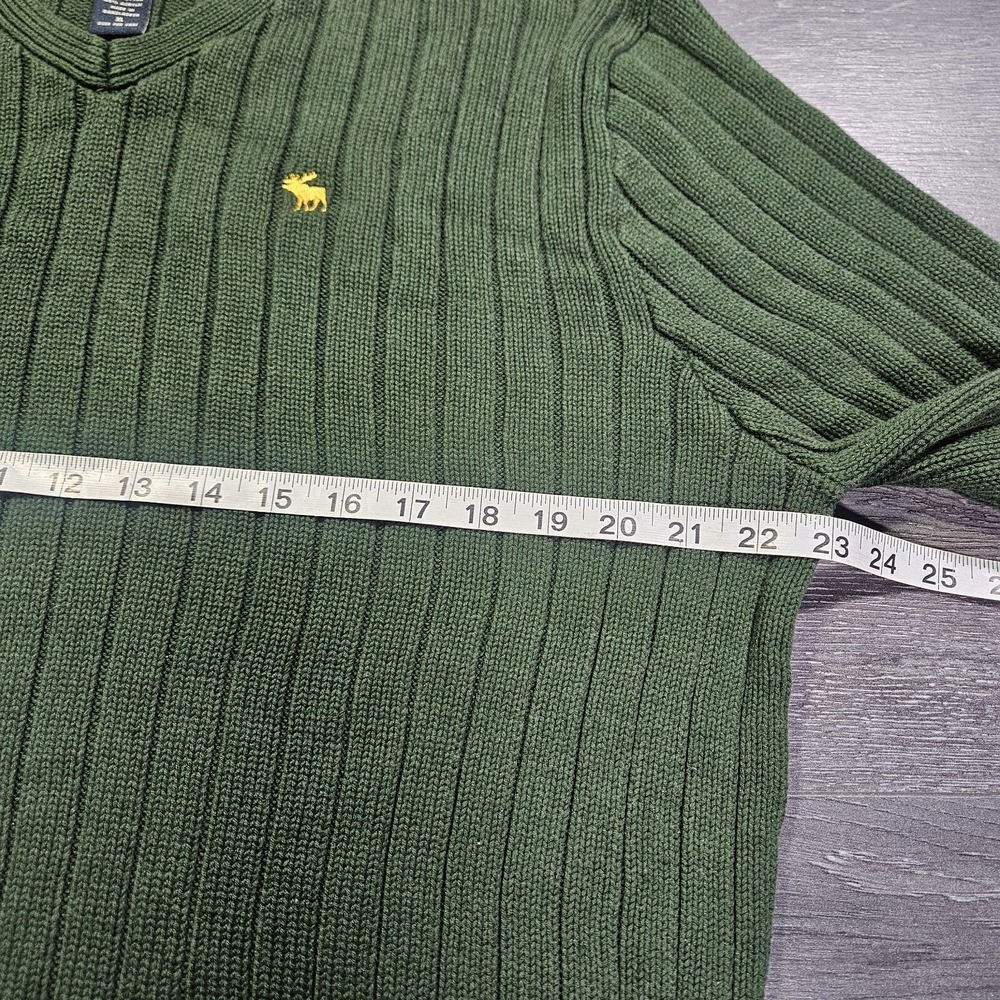 Abercrombie Fitch Chunky Knit Sweater Women XL Green Moose Y2K Slouch Sleeve - Picture 5 of 7
